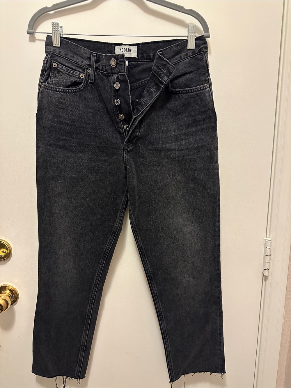 Agolde Washed Black Cropped Ankle Jeans